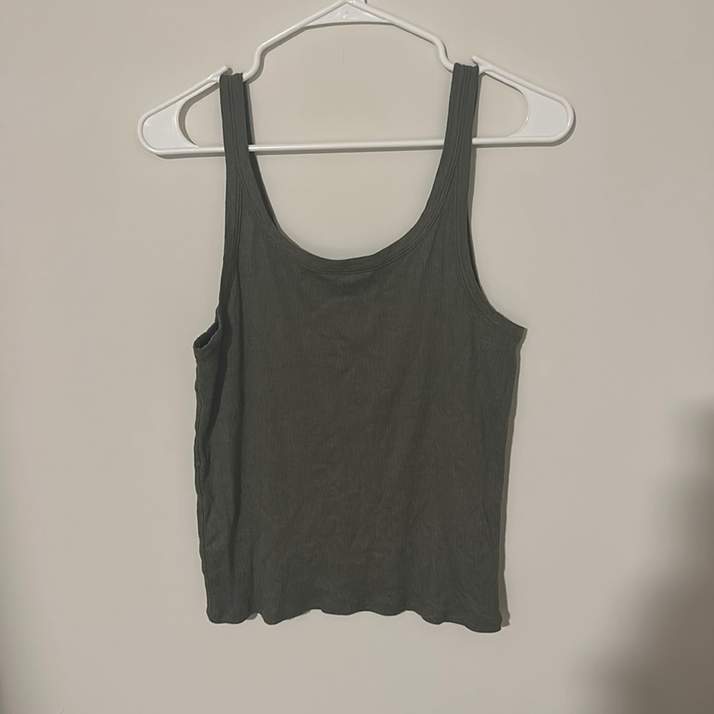 American Eagle Olive Green Ribbed Tank